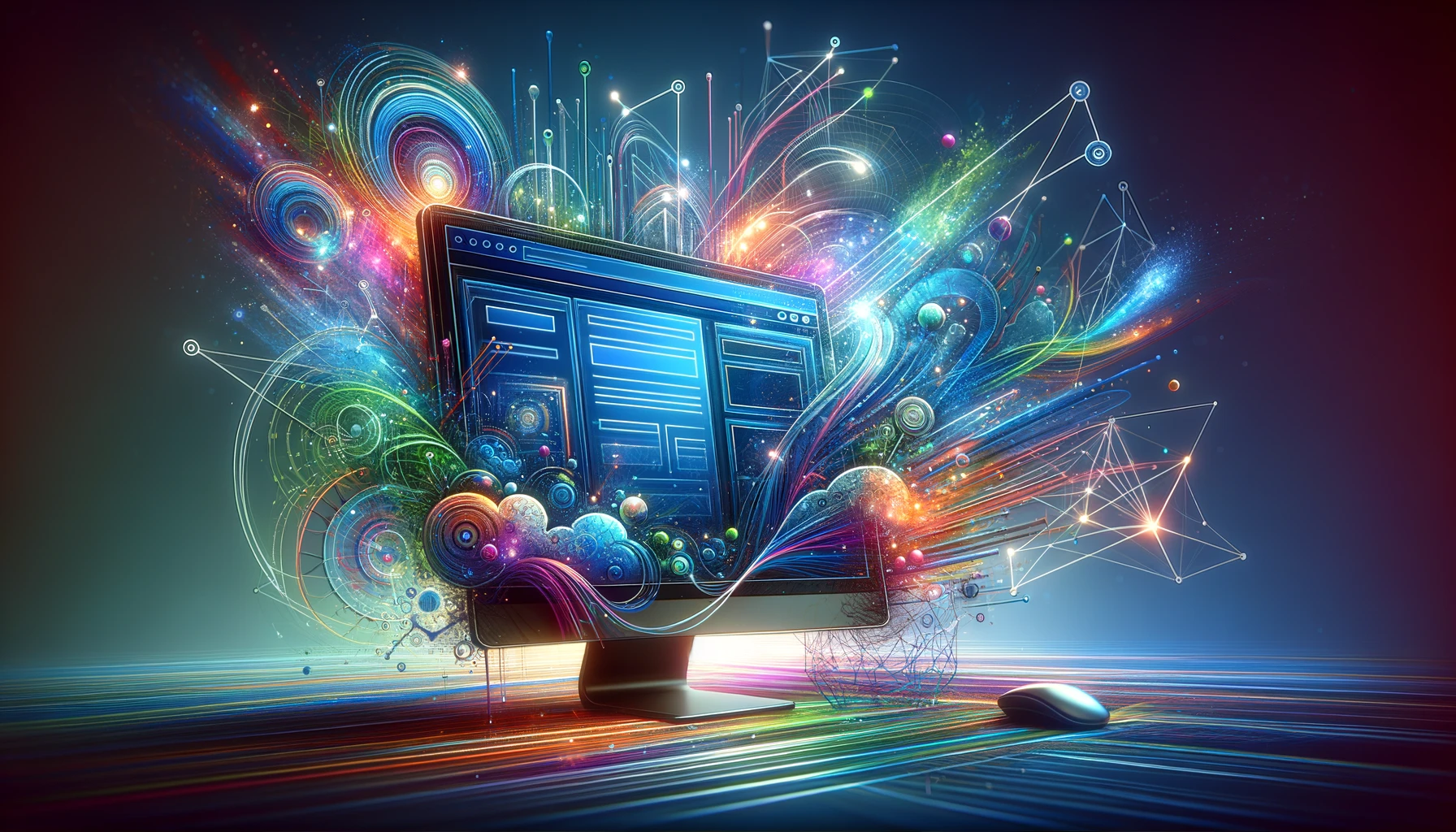 Vibrant depiction of a robust online presence for a website, featuring a strong and modern interface, interconnected lines symbolizing connectivity, and a user-friendly design in a digital setting.